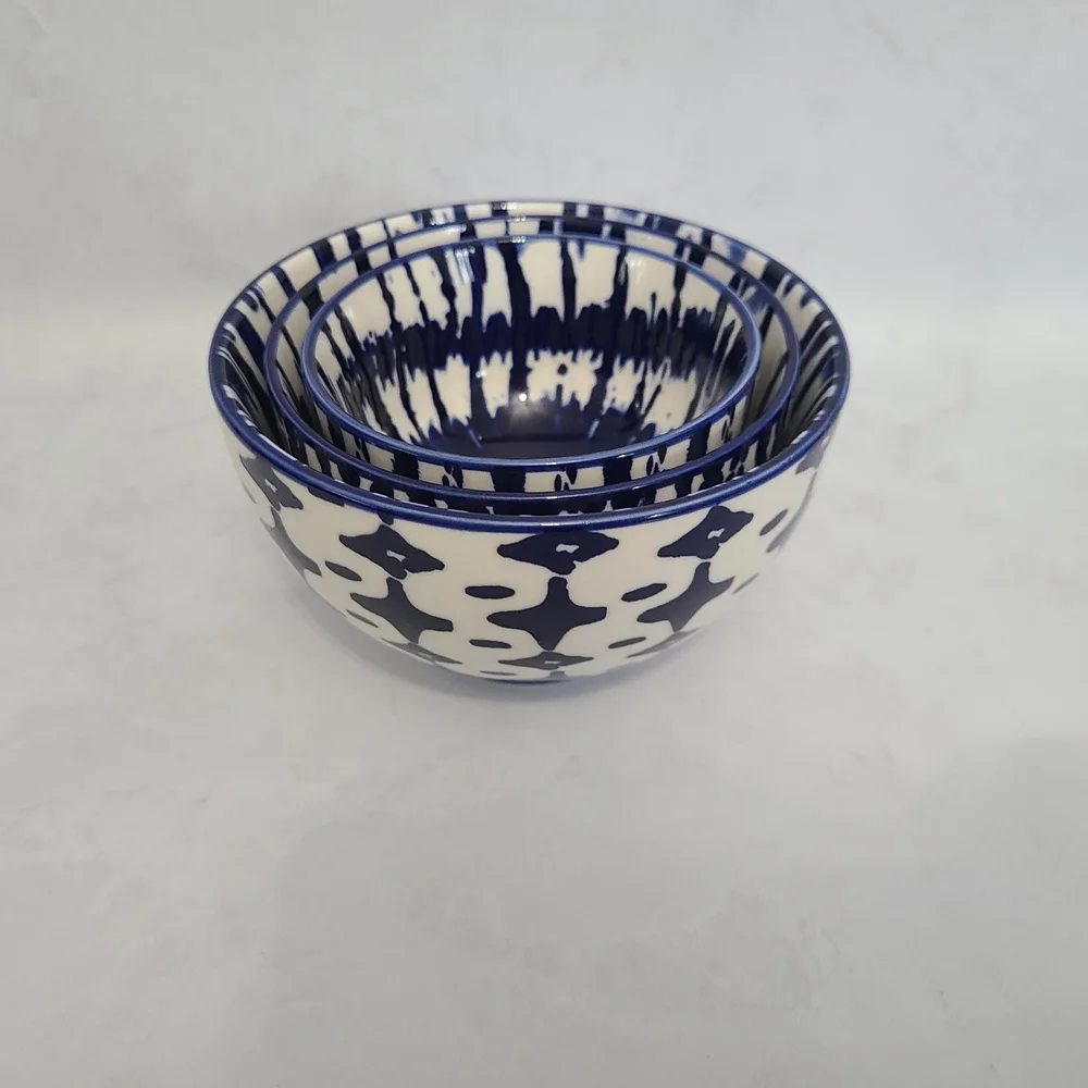 West Elm Indigo Tie-Dye Nesting Bowls (Set of 3)